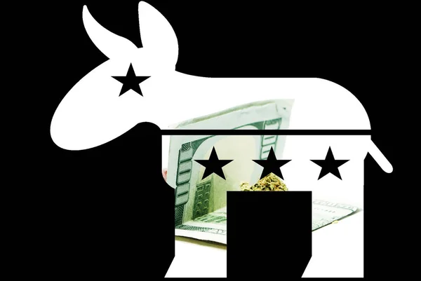 Democrat Donkey Pro Marijuana Cannabis Shape Image Black Background — Stock Photo, Image