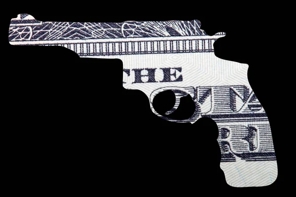 Wapen Geld Vertegenwoordigen Van Schietpartijen Amerika Vorm Van Automatische Pistool — Stockfoto