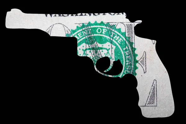 Vapen Och Pengar Representera Skottlossningar Amerika Form Automatisk Pistol Över — Stockfoto