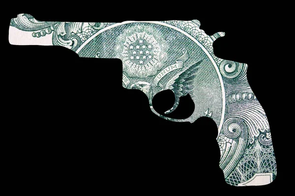 Wapen Geld Vertegenwoordigen Van Schietpartijen Amerika Vorm Van Automatische Pistool — Stockfoto