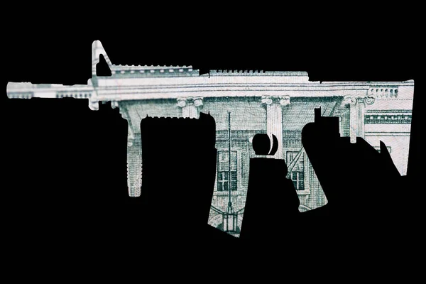 Silah Para Amerika Daki Vurulma Olaylarını Temsil Ediyor Otomatik Silahın — Stok fotoğraf