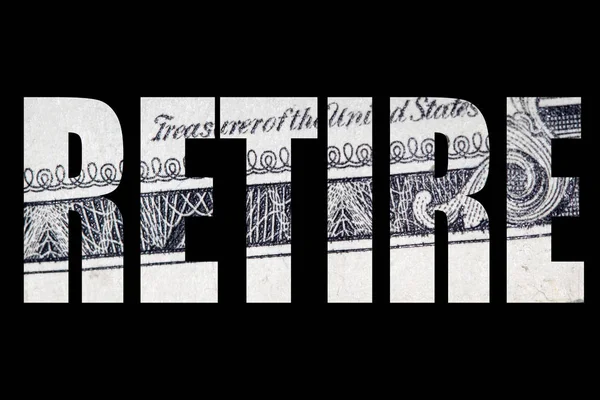 Inscription Retraite Avec Texture Billet Dollar Intérieur — Photo