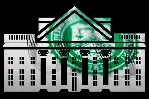 White House Money Black Background — Stock Photo, Image