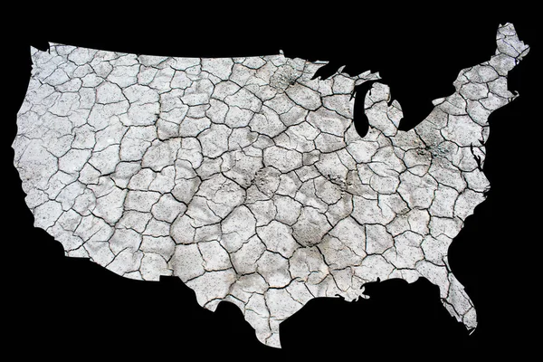 United States America Dry Cracked Earth Black Background Global Warming — Stock Photo, Image