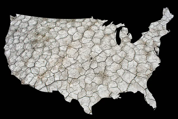 United States America Dry Cracked Earth Black Background Global Warming — Stock Photo, Image