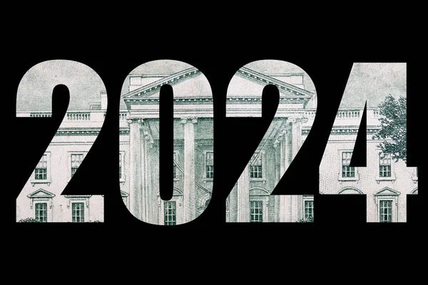 2024 Volby Peníze Černém Pozadí — Stock fotografie