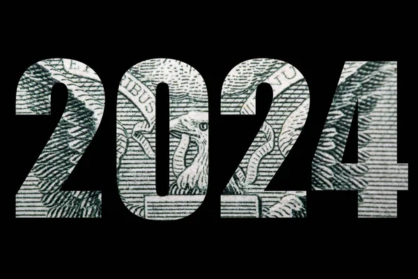 2024 Választás Pénz Fekete Háttér — Stock Fotó