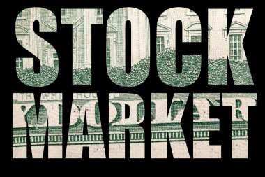 Siyah arka plan içinde dolar banknot dokusu ile Borsa yazıt