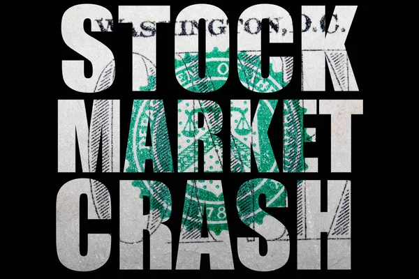 Stock market crash inscription with dollar banknote texture inside