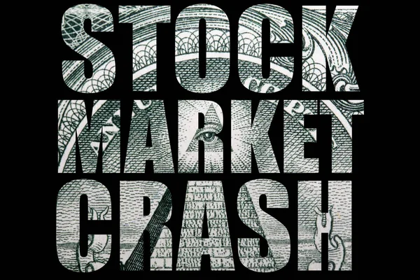 株式市場のクラッシュの碑文は 内部のドル紙幣のテクスチャを持つ — ストック写真