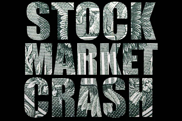 Stock market crash inscription with dollar banknote texture inside