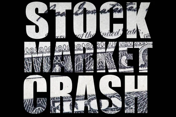 Stock market crash inscription with dollar banknote texture inside