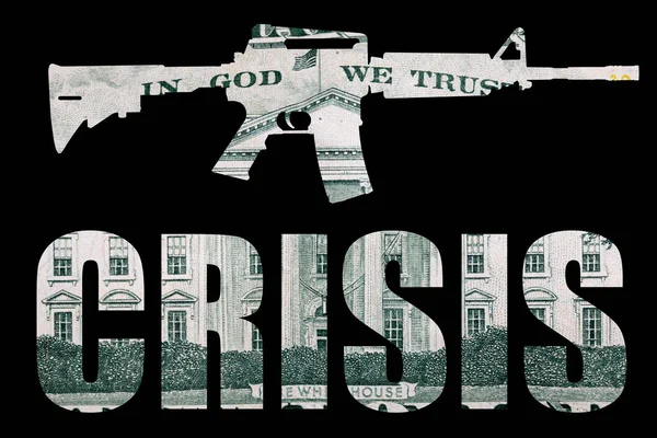 Пистолет Деньги Представляет Стрельбу Америке Форма Автоматического Оружия Над Деталями — стоковое фото