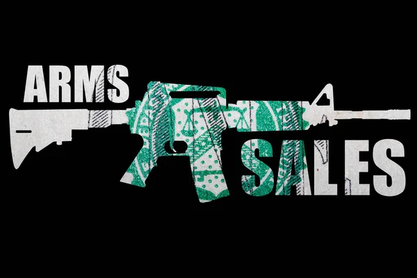 Arms Guns Vagy Fegyverek Értékesítés Gun Control Kép Szöveg Pénzzel — Stock Fotó