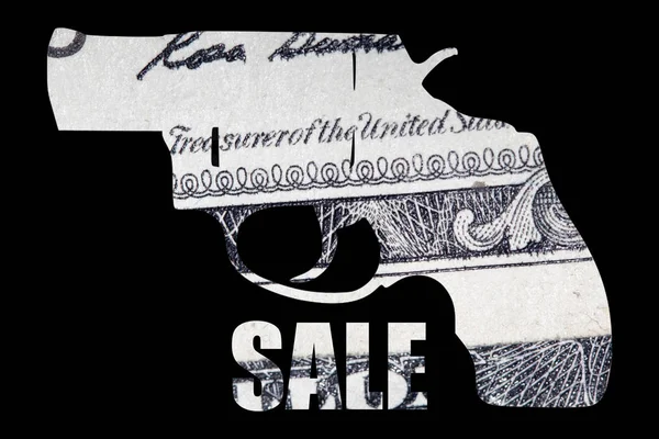 Zbraň Peníze Zastupuji Přestřelky Americe Tvar Zbraně Přes Detail Amerického — Stock fotografie