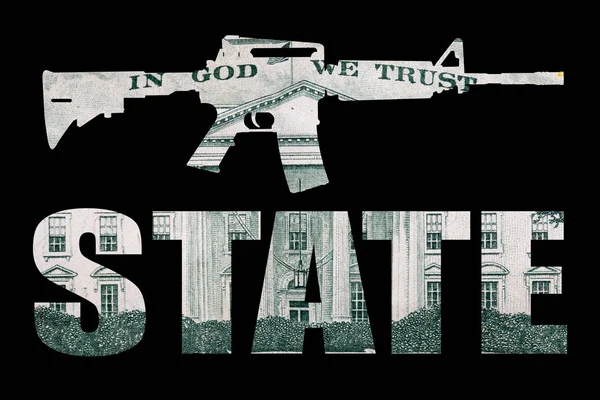 Pistol Och Pengar Representerar Skottningar Amerika Form Automatisk Pistol Över — Stockfoto