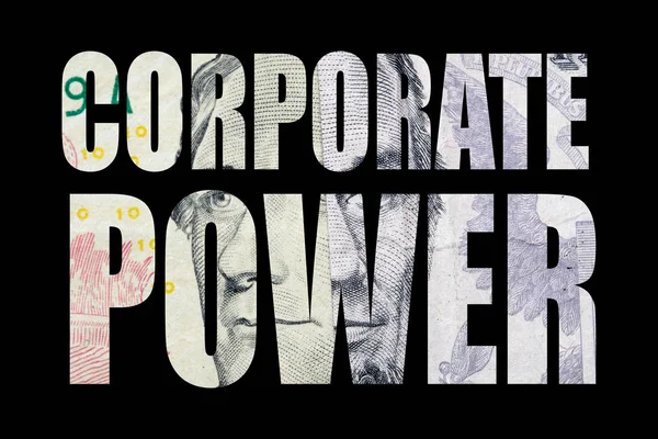 Corporate Reform Inscription Money Black Background — Stock Photo, Image