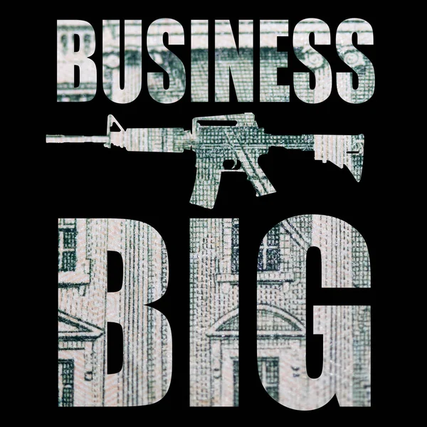 Big Business Inscription Gun Money Black Background — Stock Photo, Image