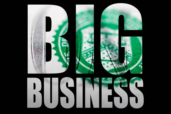 Big Business Inscription Money Black Background — Stock Photo, Image