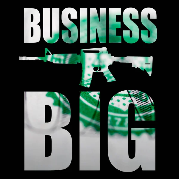 Nagy Üzleti Felirat Fegyvert Pénzt Belül Fekete Háttér — Stock Fotó