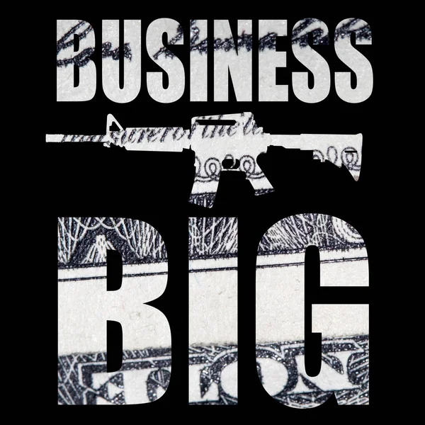 Big Business Inscription Avec Pistolet Argent Intérieur Sur Fond Noir — Photo