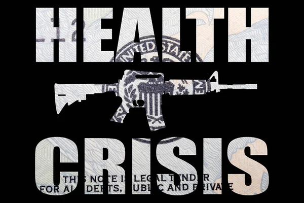 Здоров Криза Кулеметом Гроші Чорному Тлі — стокове фото