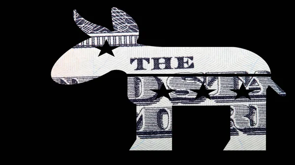 Burro Estados Unidos Política Dinero Sobre Fondo Negro — Foto de Stock