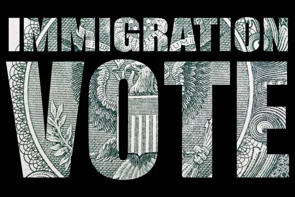 Immigration Vote Inscription Money Black Background — Stock Photo, Image