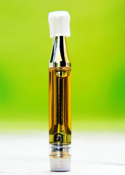 Vape Pen Blurred Green Background Vaping Cannabis Marijuana — Stock Photo, Image