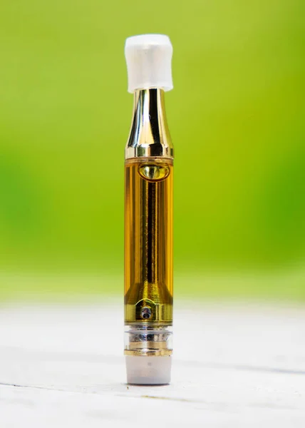 Vape Pen Blurred Green Background Vaping Cannabis Marijuana — Stock Photo, Image