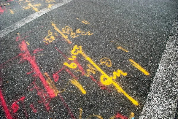 Asphalt Road Paint Marks — Stock Photo, Image