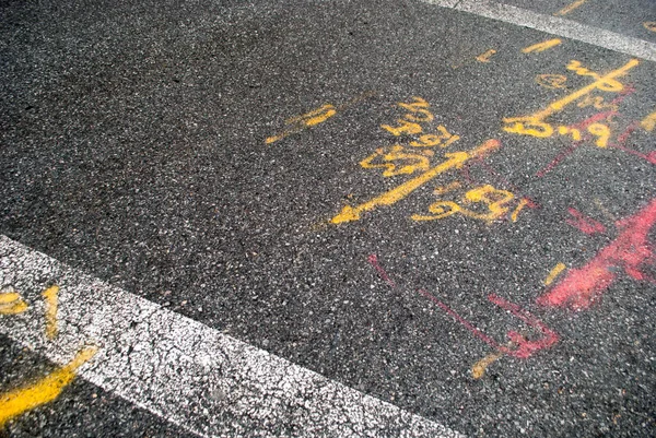 Asphalt Road Paint Marks — Stock Photo, Image