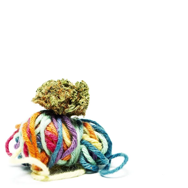 Marihuanová Léčiva Stále Život Izolovaná Bílém Pozadí — Stock fotografie