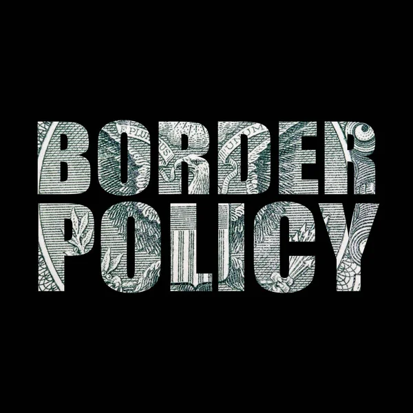 Polityka Graniczna Napis Pieniędzmi Czarnym Tle — Zdjęcie stockowe