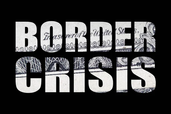 Siyah Arka Plan Üzerinde Para Ile Sınır Krizi Yazı — Stok fotoğraf