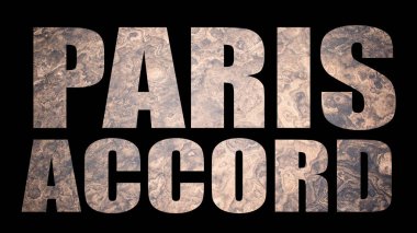 Siyah arka plan üzerine Paris anlaşması harfleri.