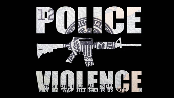 Зброя Поліцейським Насильством Гроші Всередині Чорному Тлі — стокове фото