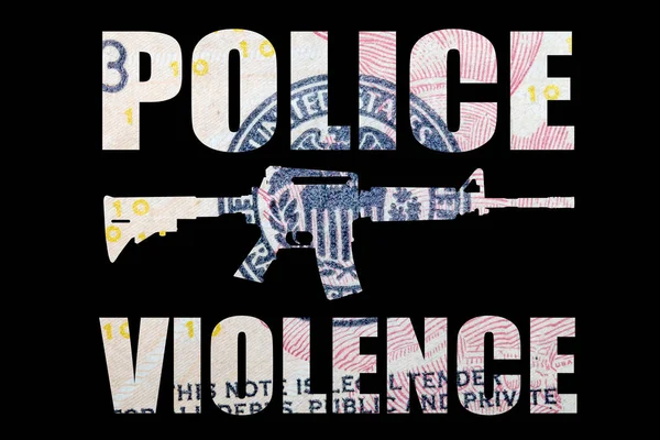 Зброя Поліцейським Насильством Гроші Всередині Чорному Тлі — стокове фото