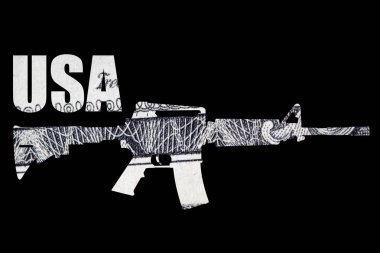 Gun Usa yazı, siyah arka plan üzerinde içinde para.