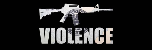 Gun Violence Lettering Money Black Background — Stock Photo, Image