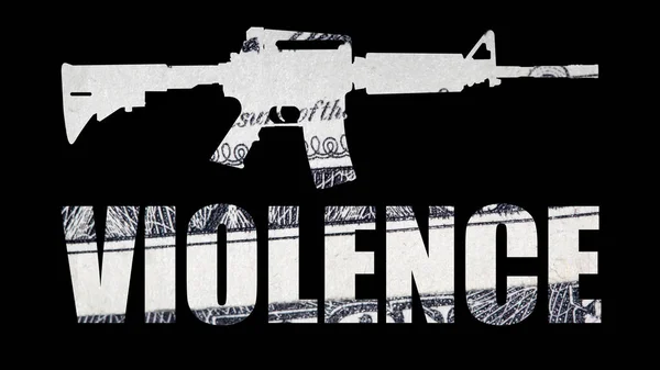 Gun Violence Lettering Money Black Background — Stock Photo, Image