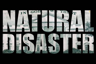 Arka planda para ile doğal afet metin.