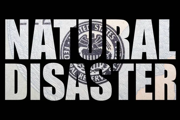 Arka planda para ile doğal afet metin.