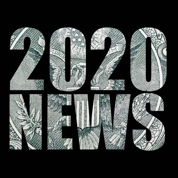 2020 Nyhetstext Pengar Svart Bakgrund — Stockfoto