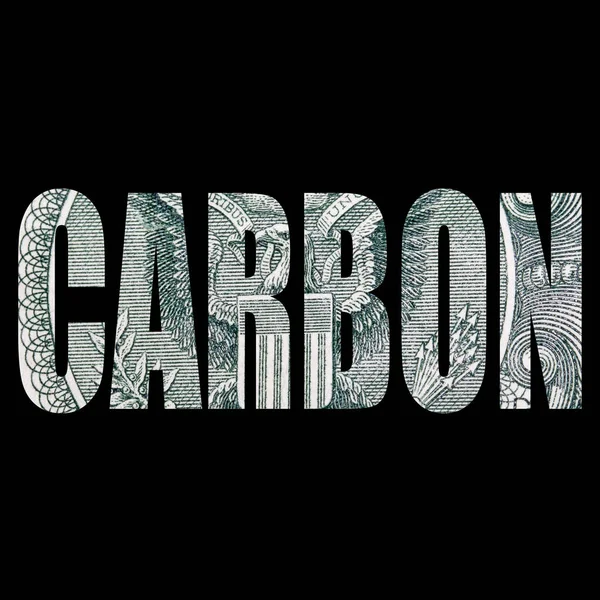 Carbon Schriftzug Geld Auf Schwarzem Hintergrund — Stockfoto
