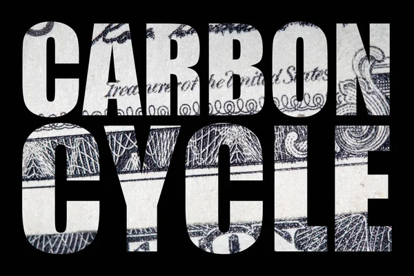 Kohlenstoffzyklus Text Geld Auf Schwarzem Hintergrund — Stockfoto