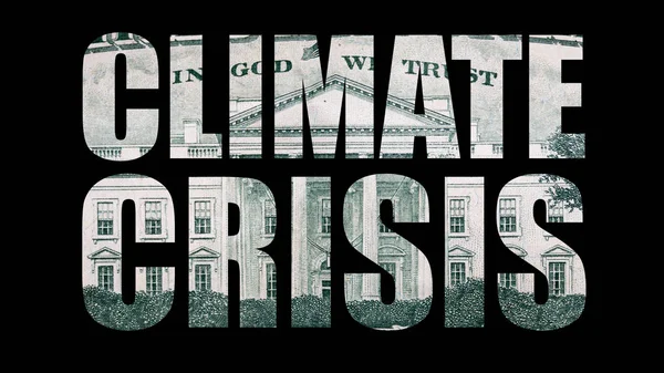 Letras Crisis Climática Dinero Sobre Fondo Negro —  Fotos de Stock
