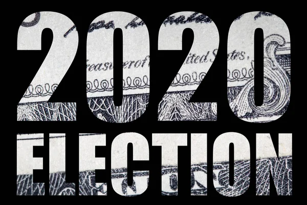 2020 Election Lettering Money Black Background — Stock Photo, Image