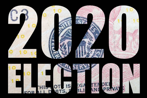 Надпись Выборах 2020 Года Деньги Черном Фоне — стоковое фото