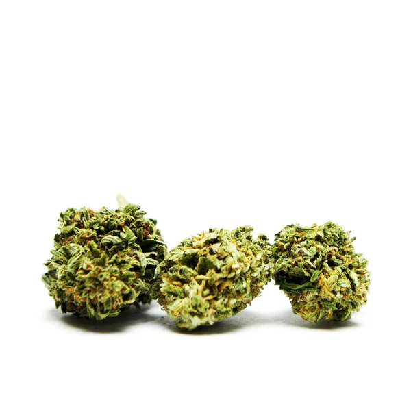 Group Cannabis Buds Isolated White Background — Stock Photo, Image